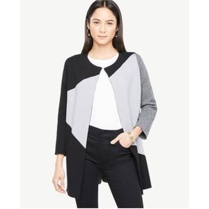 Ann Taylor Factory black & gray colorblock cardigan blazer jacket, never worn